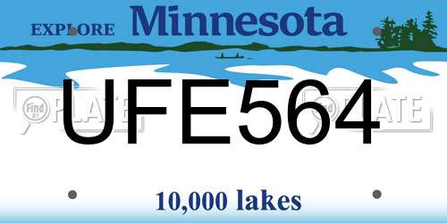 UFE564 Minnesota License Plate