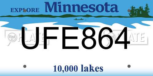 UFE864 Minnesota License Plate