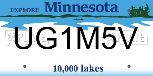 UG1M5V Minnesota License Plate