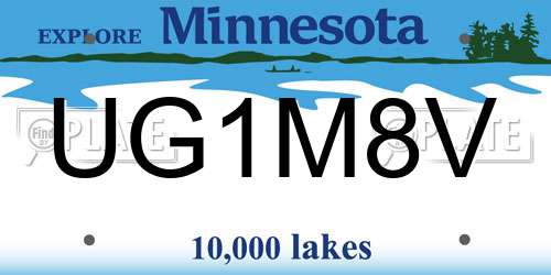 UG1M8V Minnesota License Plate