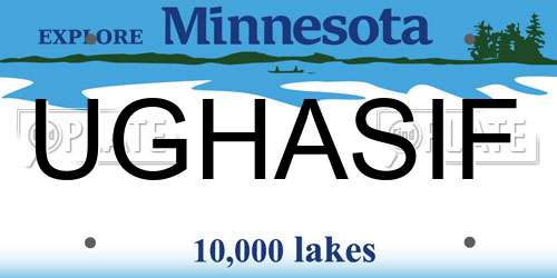 UGHASIF Minnesota License Plate