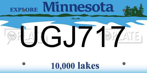 UGJ717 Minnesota License Plate