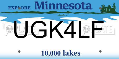 UGK4LF Minnesota License Plate