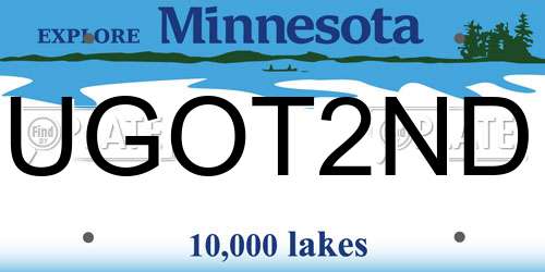 UGOT2ND Minnesota License Plate