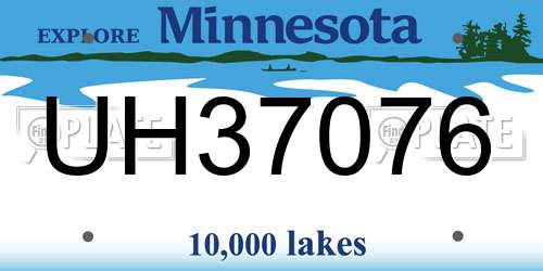 UH37076 Minnesota License Plate
