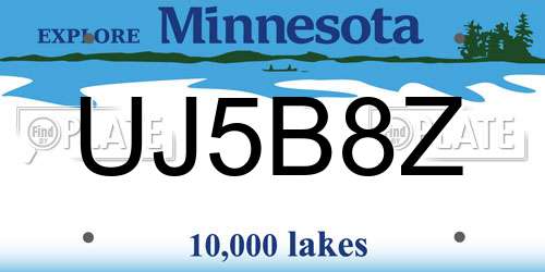 UJ5B8Z Minnesota License Plate