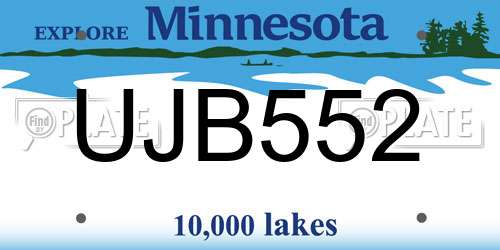 UJB552 Minnesota License Plate