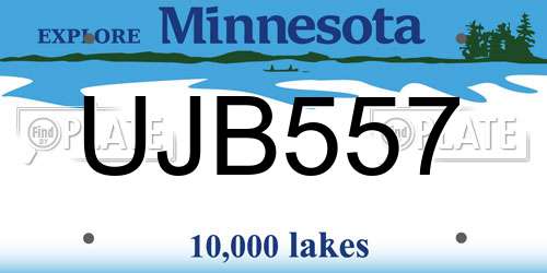 UJB557 Minnesota License Plate