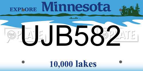 UJB582 Minnesota License Plate