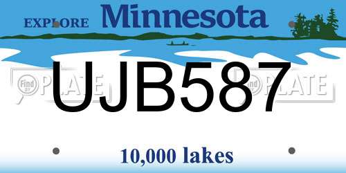 UJB587 Minnesota License Plate