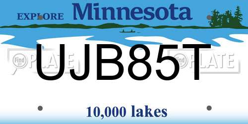 UJB85T Minnesota License Plate