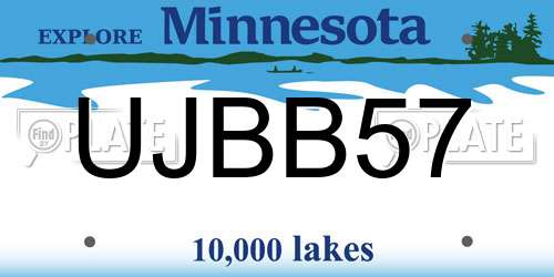 UJBB57 Minnesota License Plate