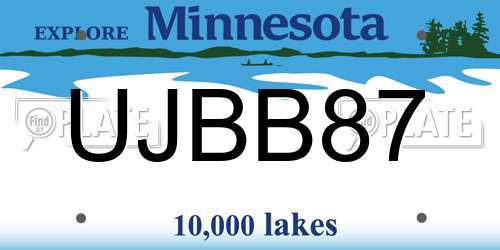 UJBB87 Minnesota License Plate