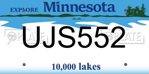 UJS552 Minnesota License Plate