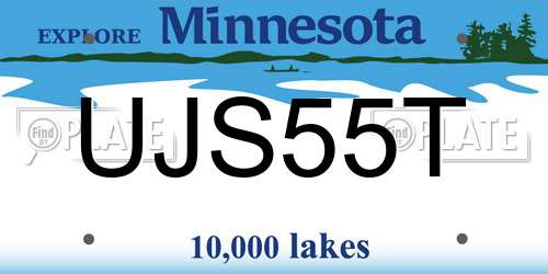 UJS55T Minnesota License Plate