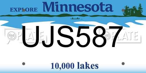 UJS587 Minnesota License Plate