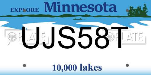 UJS58T Minnesota License Plate