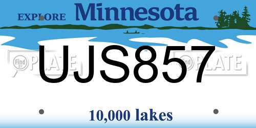 UJS857 Minnesota License Plate