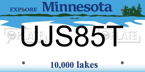 UJS85T Minnesota License Plate