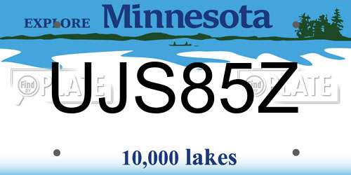 UJS85Z Minnesota License Plate