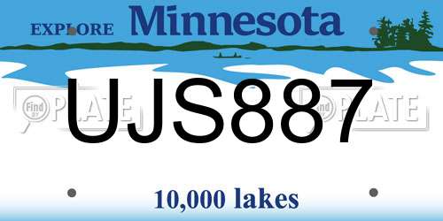 UJS887 Minnesota License Plate