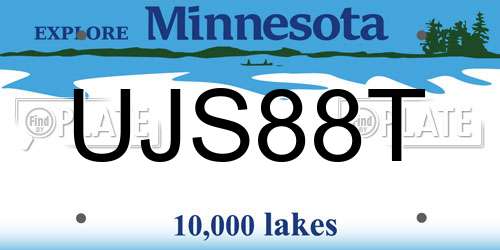 UJS88T Minnesota License Plate