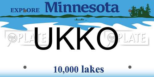 UKKO Minnesota License Plate