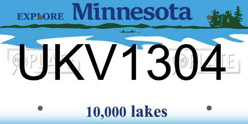 UKV1304 Minnesota License Plate