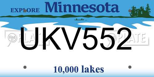 UKV552 Minnesota License Plate