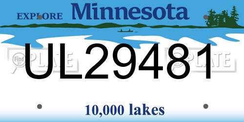 UL29481 Minnesota License Plate