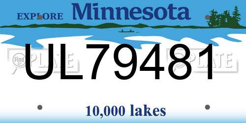 UL79481 Minnesota License Plate