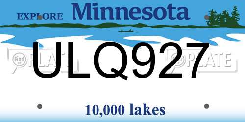 ULQ927 Minnesota License Plate