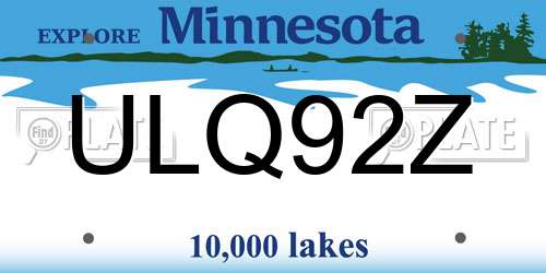 ULQ92Z Minnesota License Plate