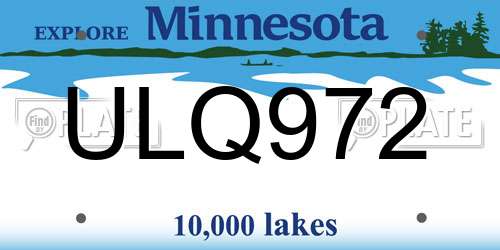ULQ972 Minnesota License Plate