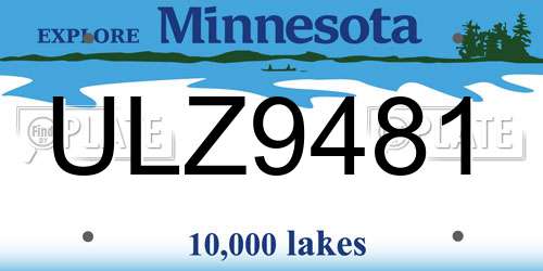 ULZ9481 Minnesota License Plate