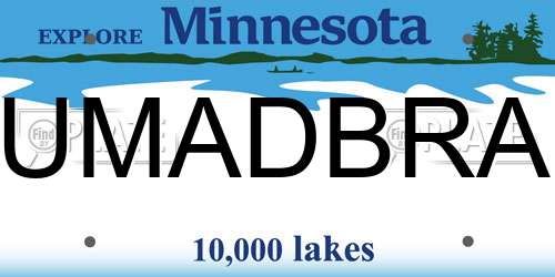 UMADBRA Minnesota License Plate
