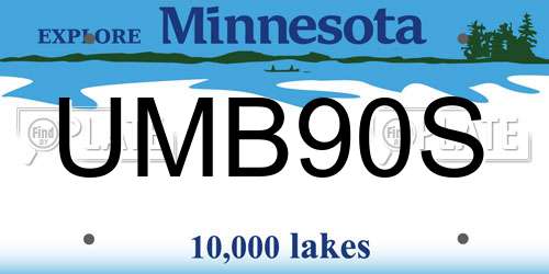 UMB90S Minnesota License Plate
