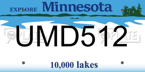 UMD512 Minnesota License Plate