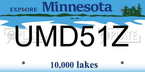 UMD51Z Minnesota License Plate