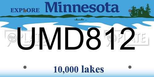 UMD812 Minnesota License Plate