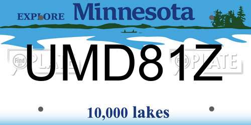 UMD81Z Minnesota License Plate