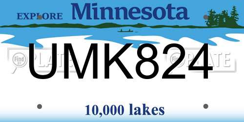 UMK824 Minnesota License Plate