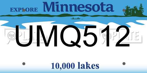 UMQ512 Minnesota License Plate