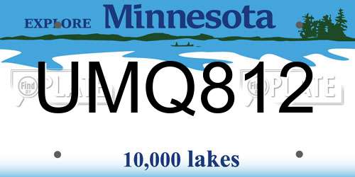 UMQ812 Minnesota License Plate