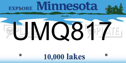 UMQ817 Minnesota License Plate
