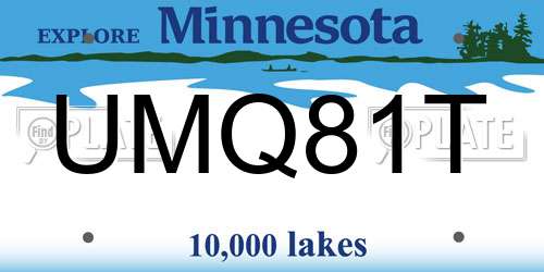 UMQ81T Minnesota License Plate
