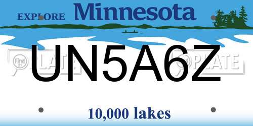UN5A6Z Minnesota License Plate