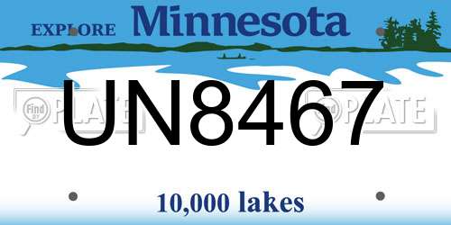 UN8467 Minnesota License Plate