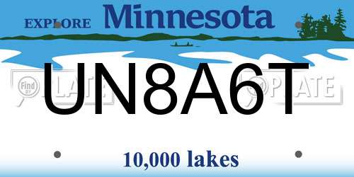 UN8A6T Minnesota License Plate