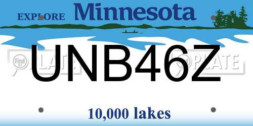 UNB46Z Minnesota License Plate
